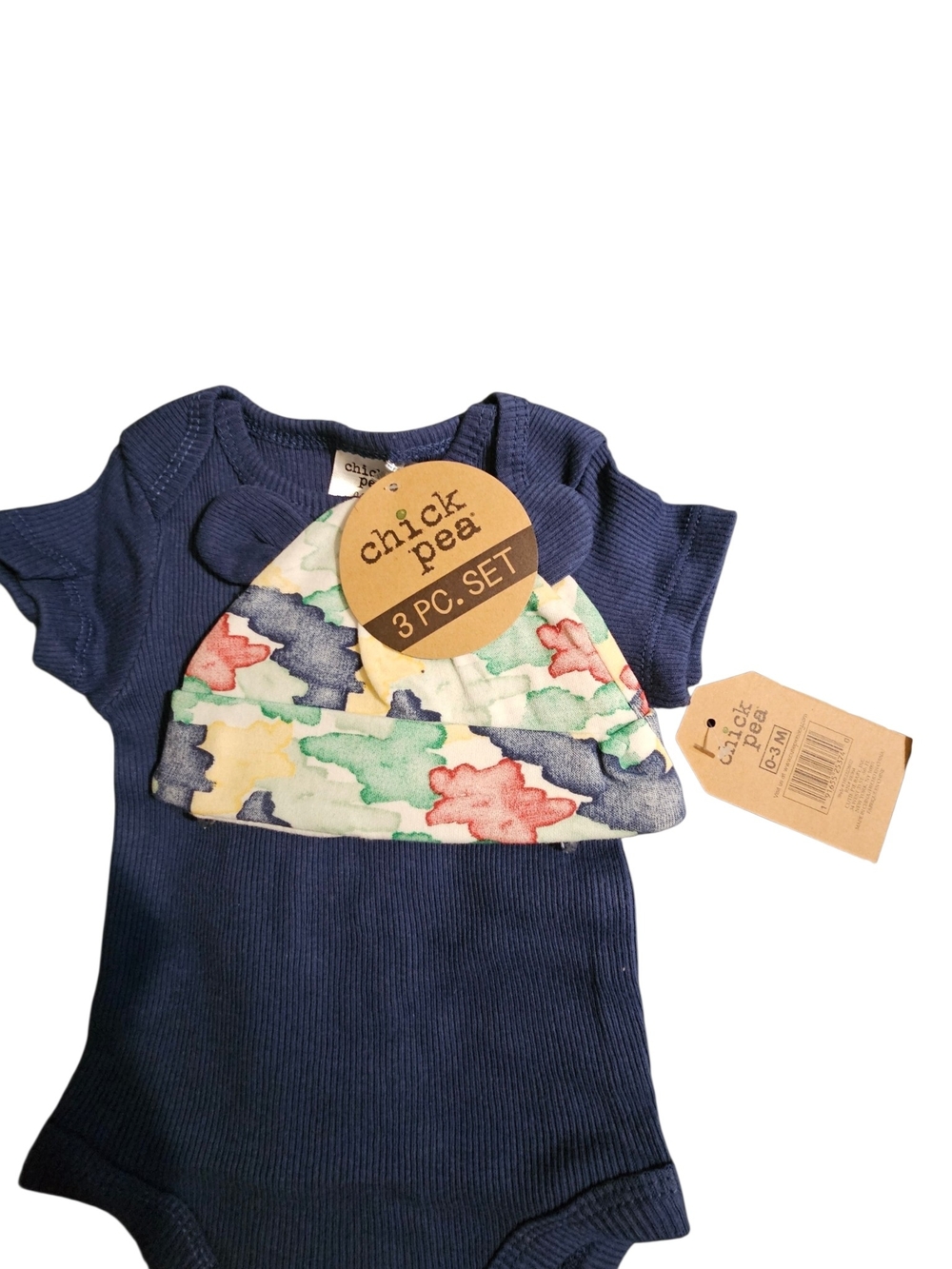 chick pea Navy & Multicolor Baby Hat, Top & Accessory Set - Picture 3 of 4